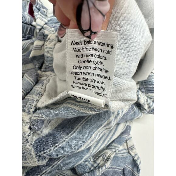 SO Juniors Shorts Size XL Blue Striped High Rise Soft Shortie Elastic Waist - Picture 5 of 11